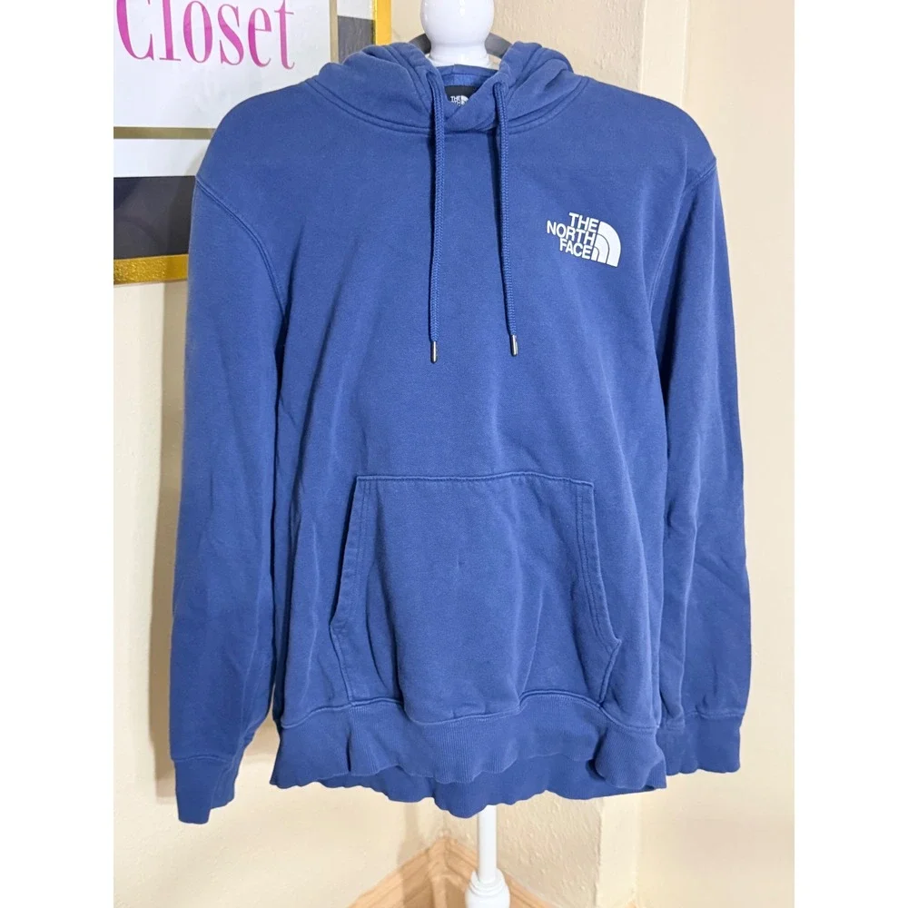 The North Face Mens Hoodie Blue Graphic Never Stop Exploring Large L Pullover